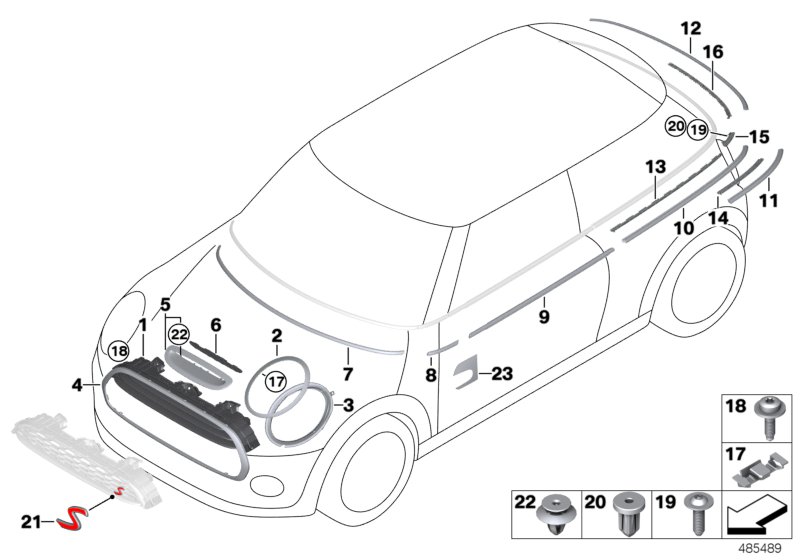 Shkalacar 2 Stück Scheinwerfer-Zierring Auto Ersatz für BMW für Mini Cooper  F55/F56/F57 2014-2021 OEM 51137300631, 51137300632, 51712355791,  51712355798 : : Auto & Motorrad