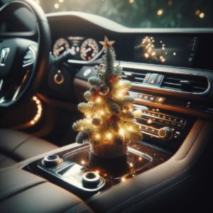 Mini Weihnachtsbaum im Auto